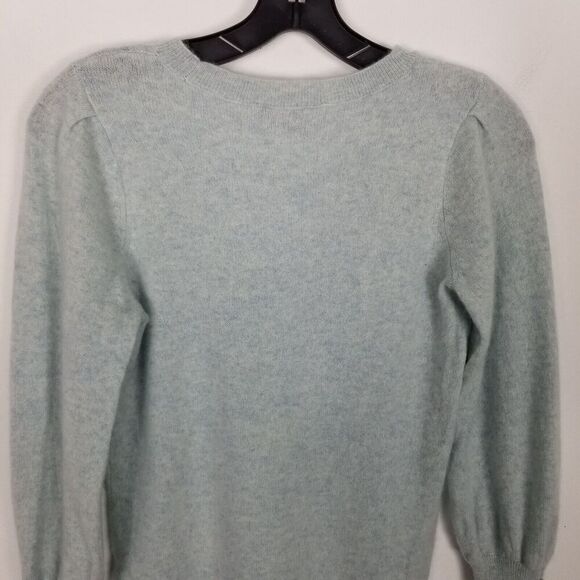 Boston Proper Women Cashmere Pullover Sweater Sz S Light Blue Soft Crew Neck - Picture 5 of 10
